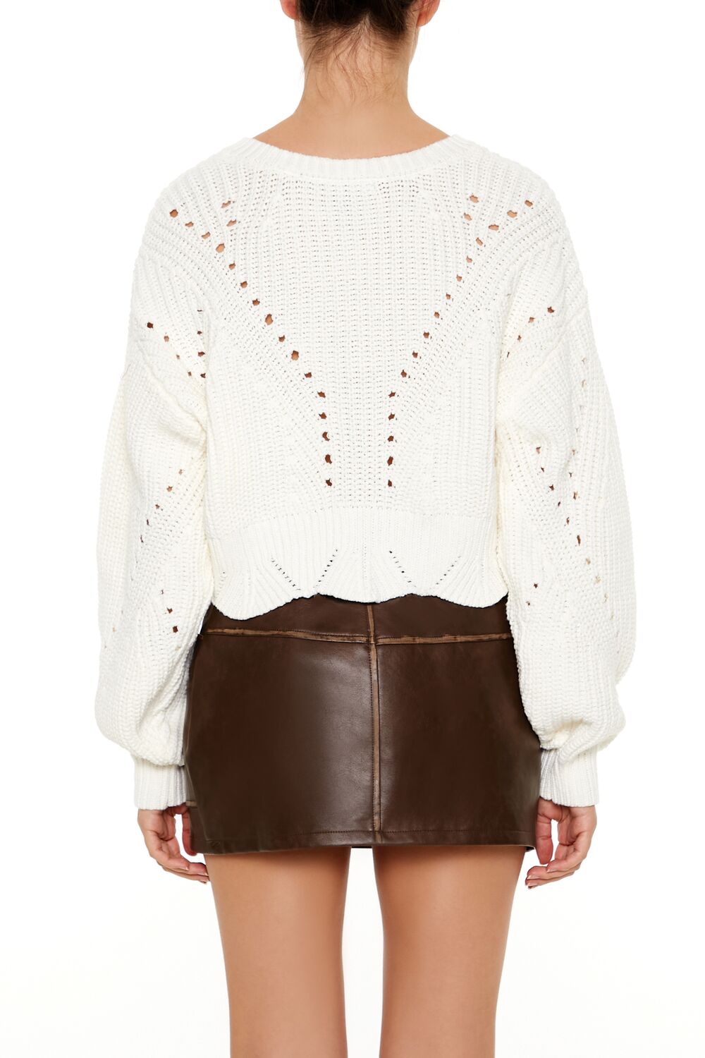 Forever 21 Pointelle Knit V-Neck Sweater
