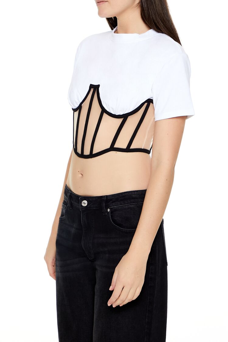 Forever 21 Corset Overlay Crop Tee