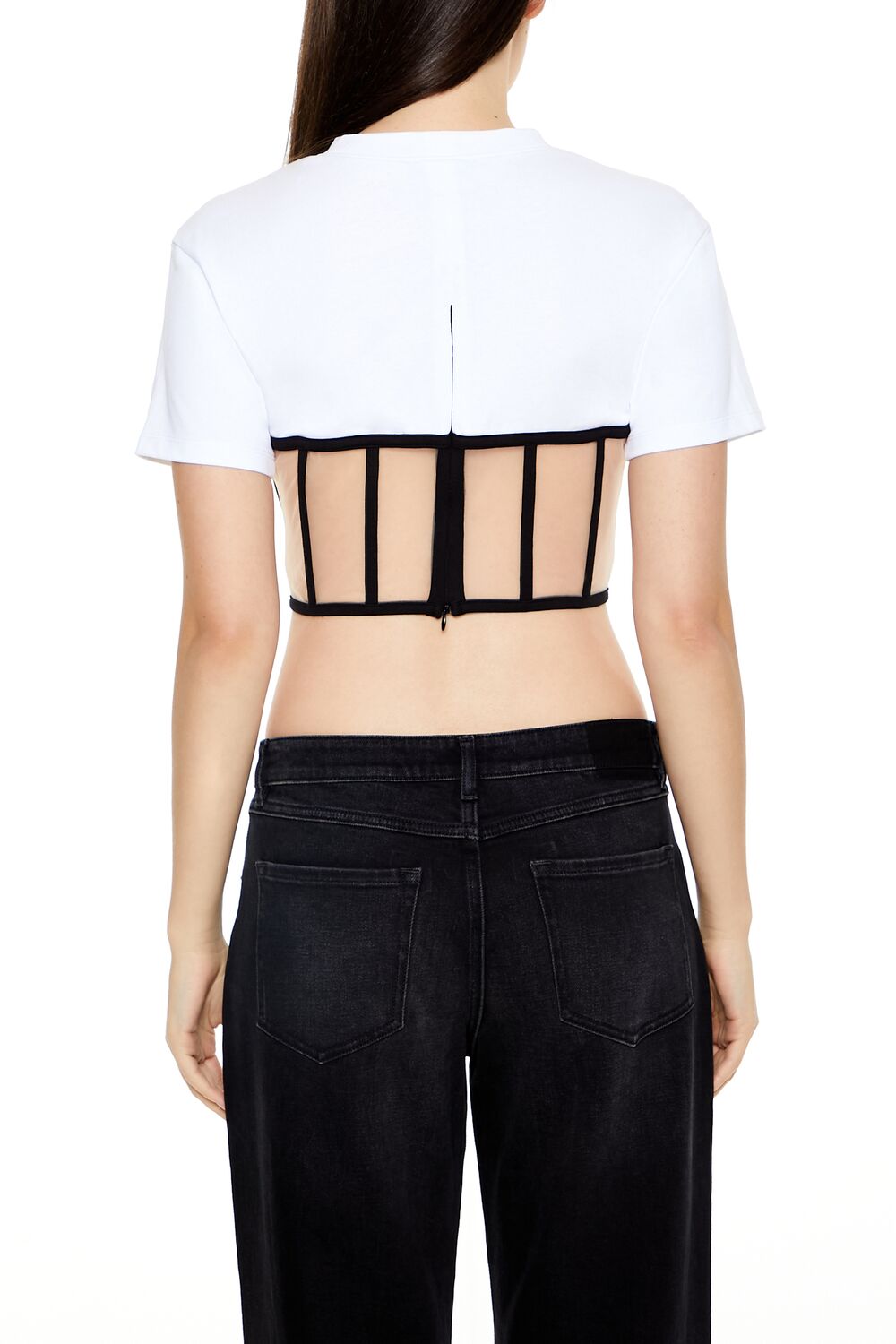 Forever 21 Corset Overlay Crop Tee