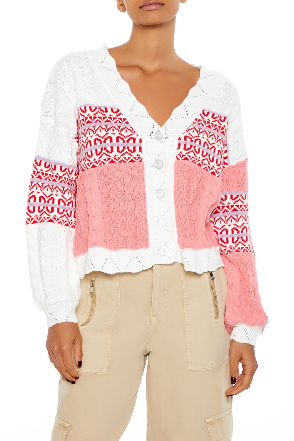 Forever 21 Fair Isle Colorblock Cardigan