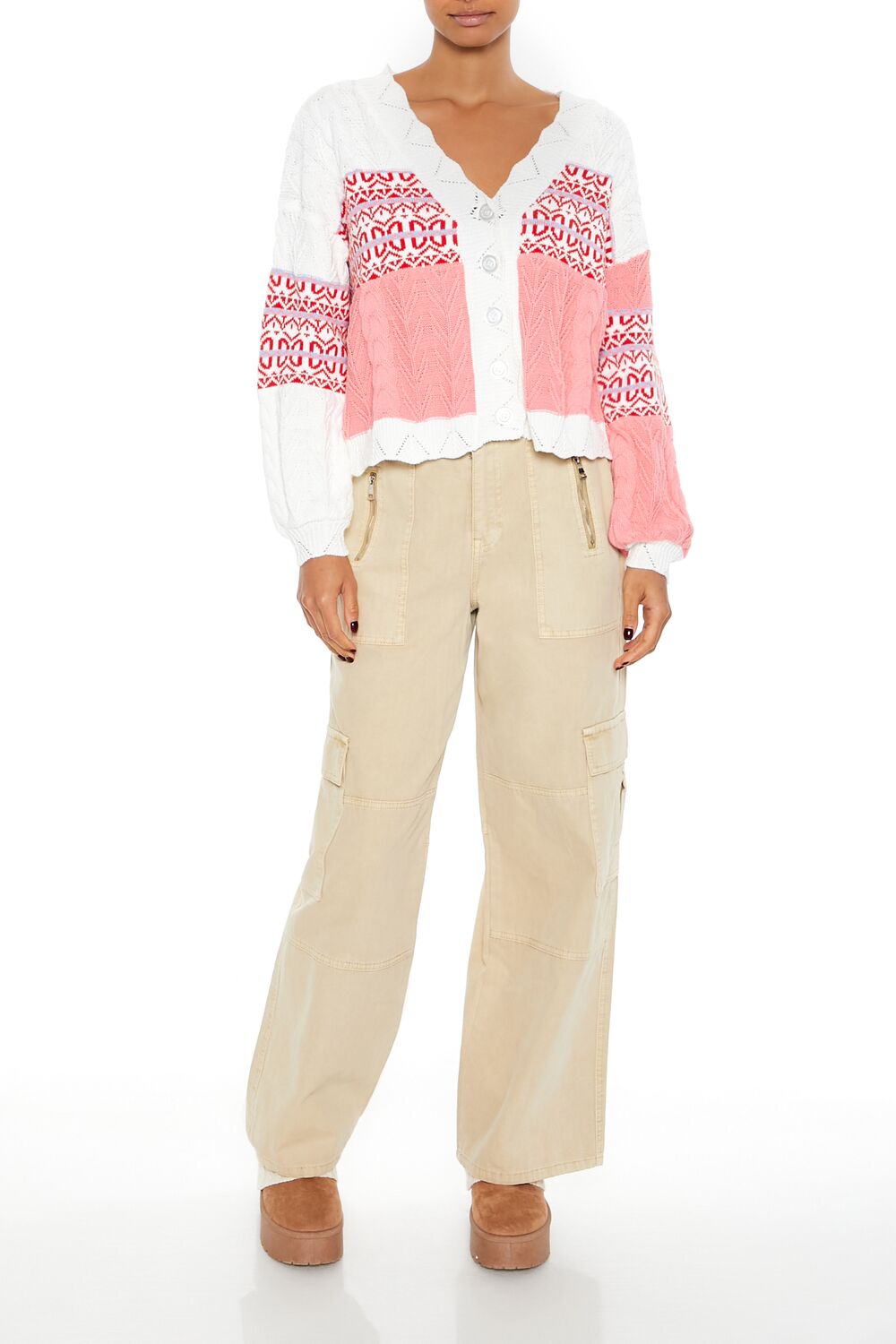 Forever 21 Fair Isle Colorblock Cardigan