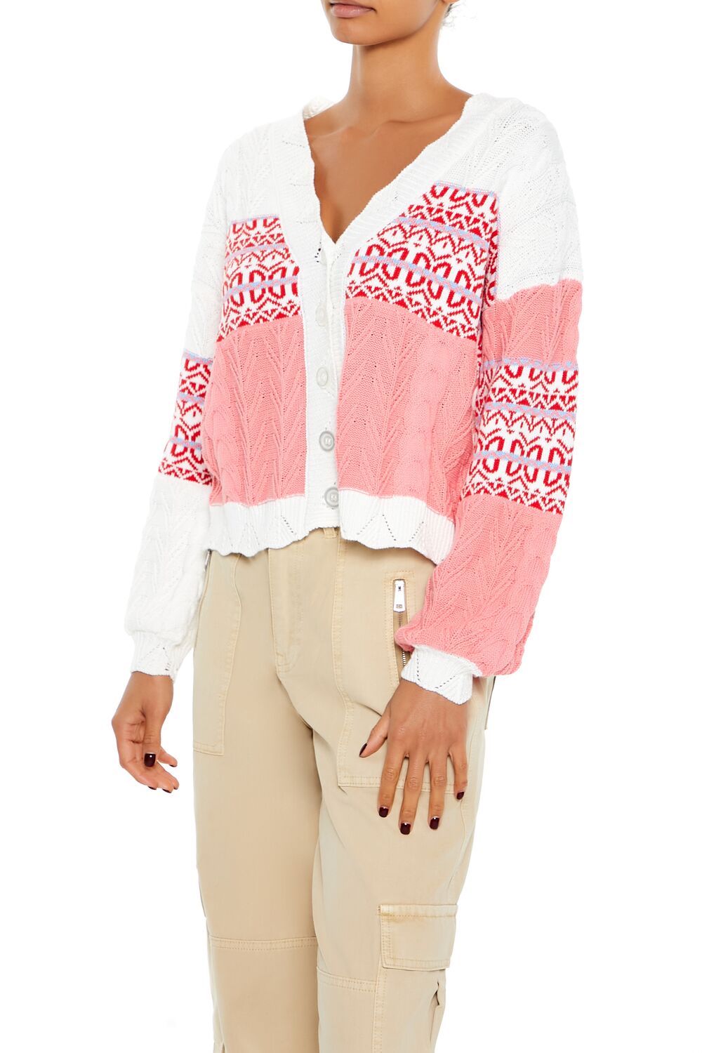 Forever 21 Fair Isle Colorblock Cardigan