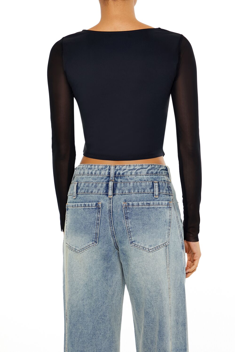 Forever 21 Mesh Sleeve Corset Bustier Top