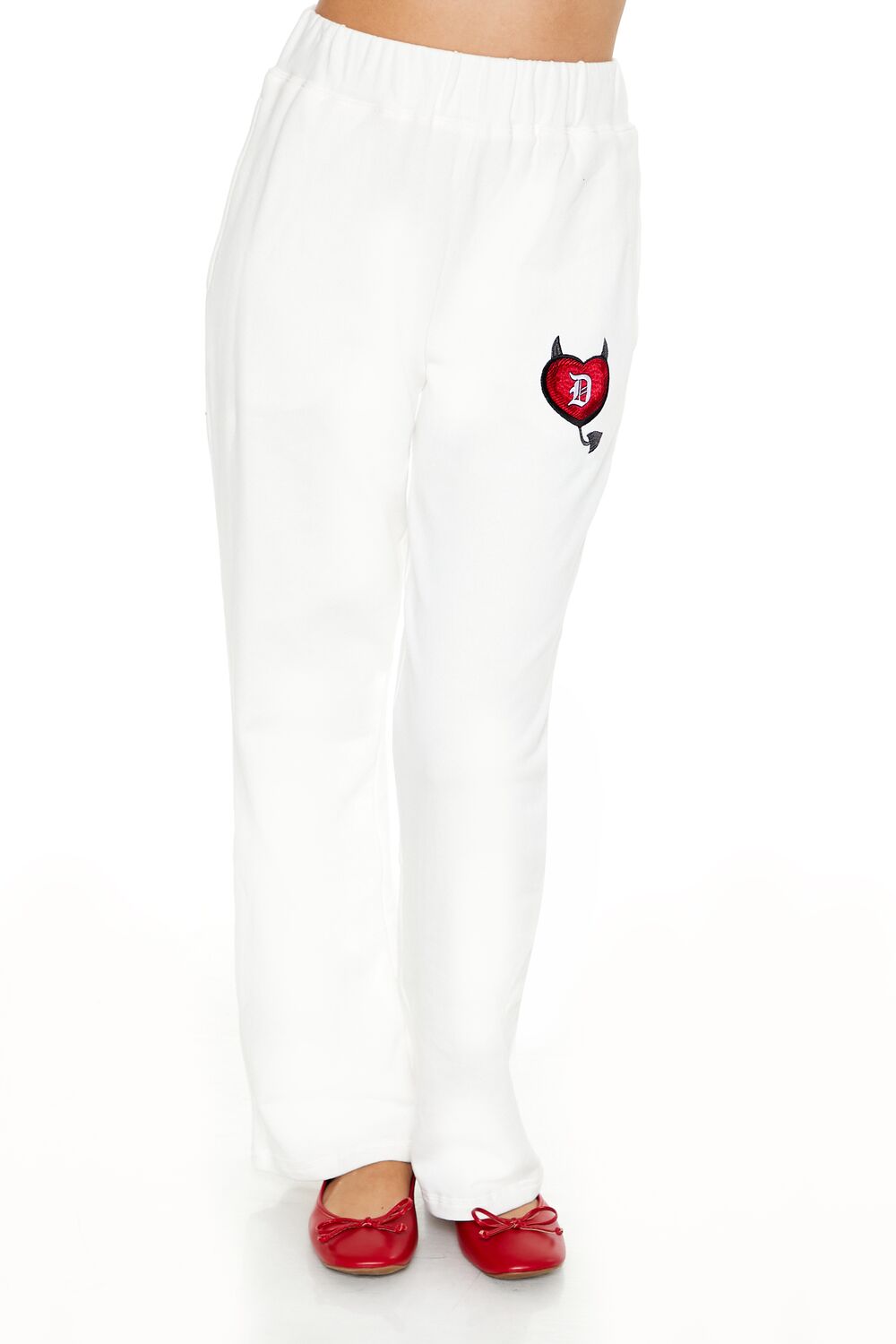 Forever 21 Heart Patch Wide-Leg Sweatpants