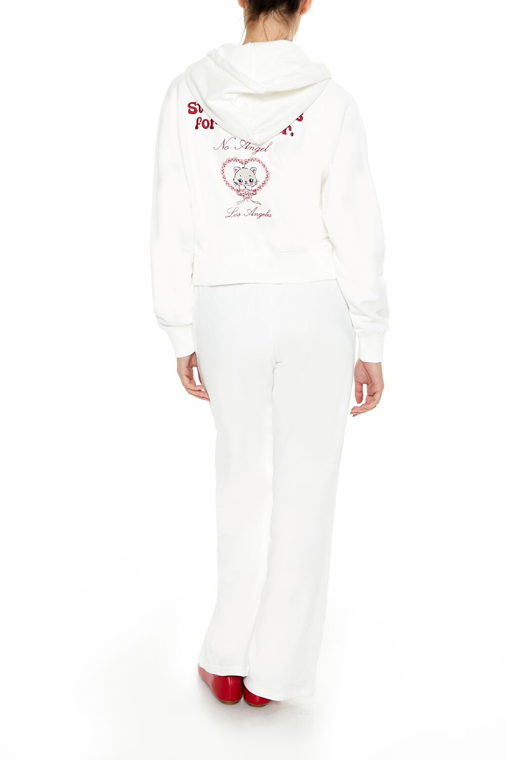Forever 21 Heart Patch Wide-Leg Sweatpants