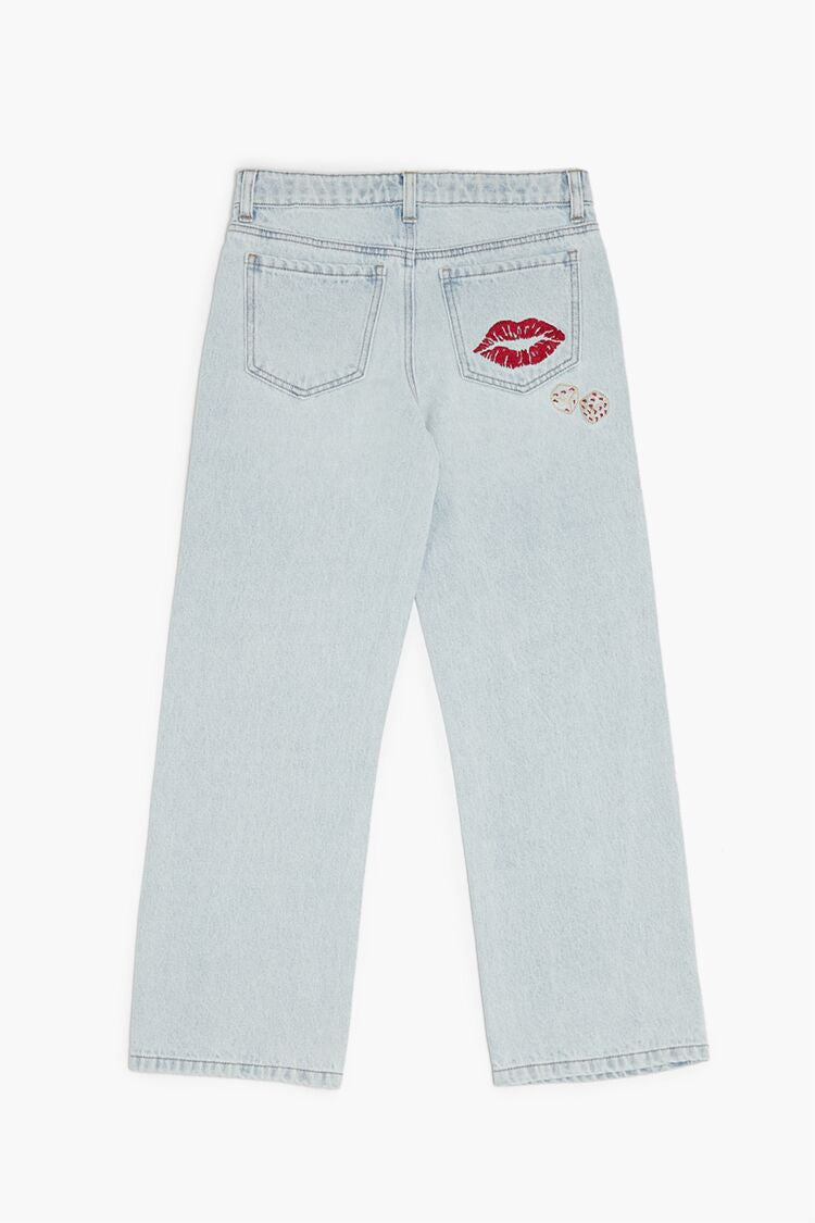 Forever 21 Embroidered Patch Straight Jeans