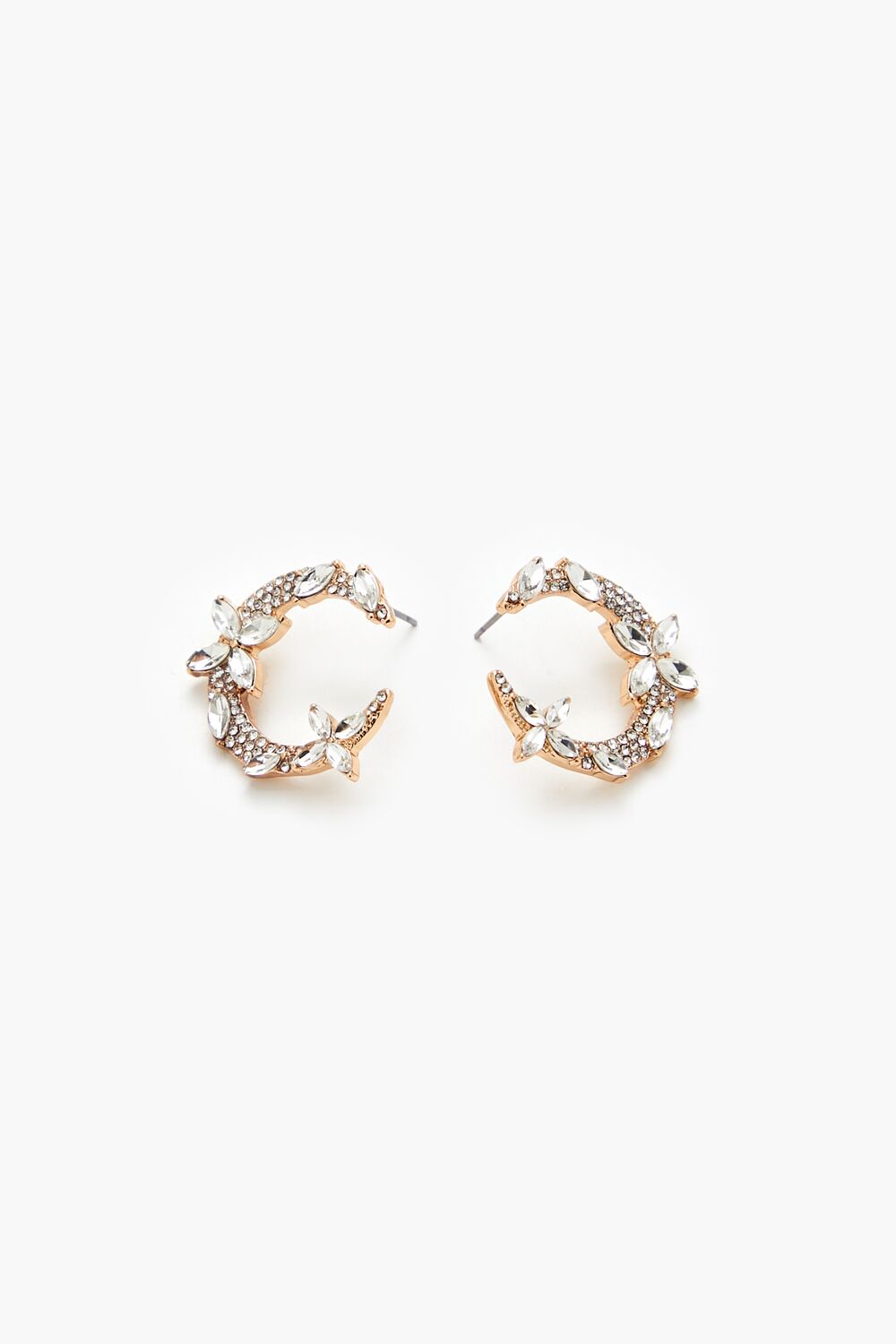Forever 21 Faux Pearl Rhinestone Hoop Earrings