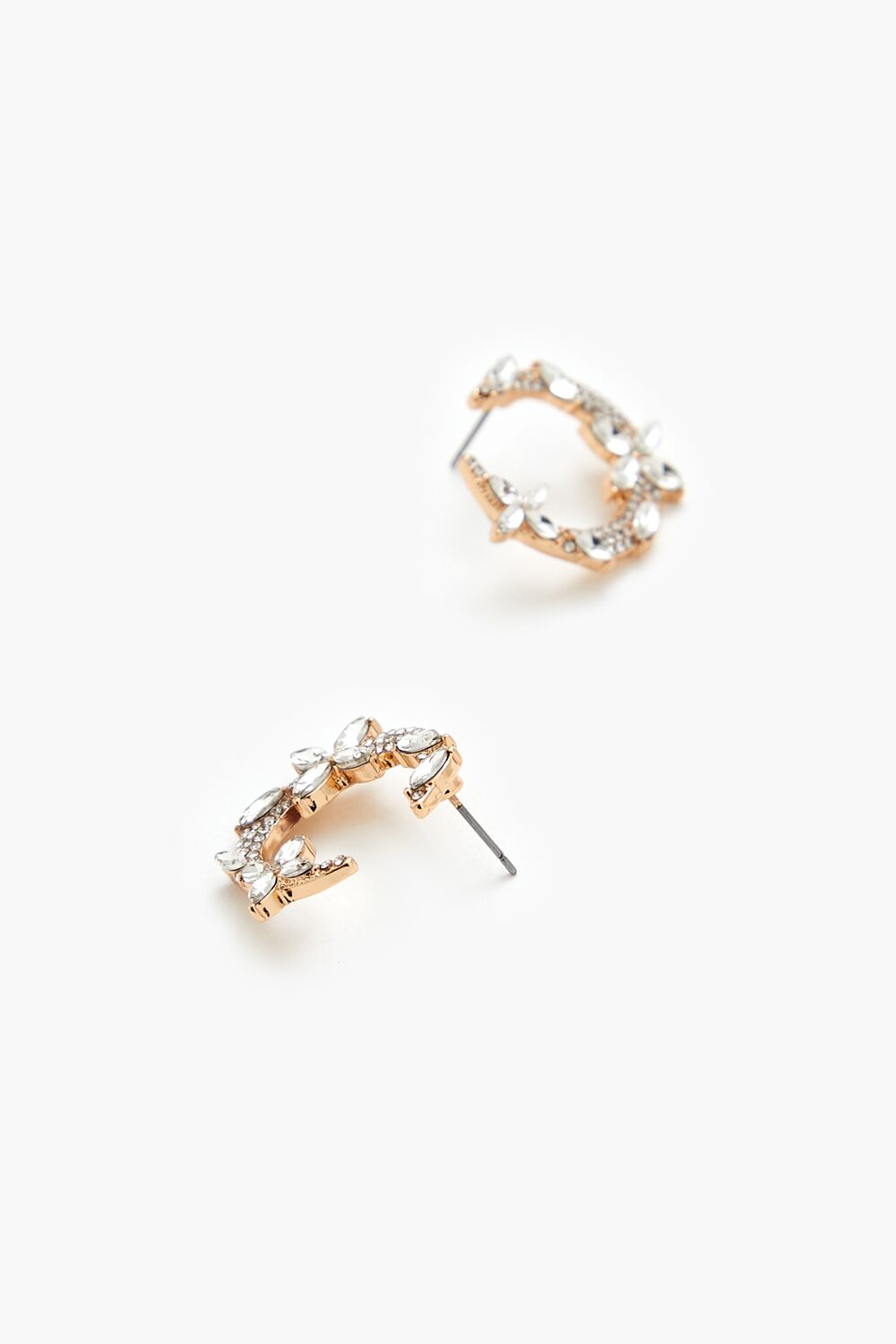 Forever 21 Faux Pearl Rhinestone Hoop Earrings