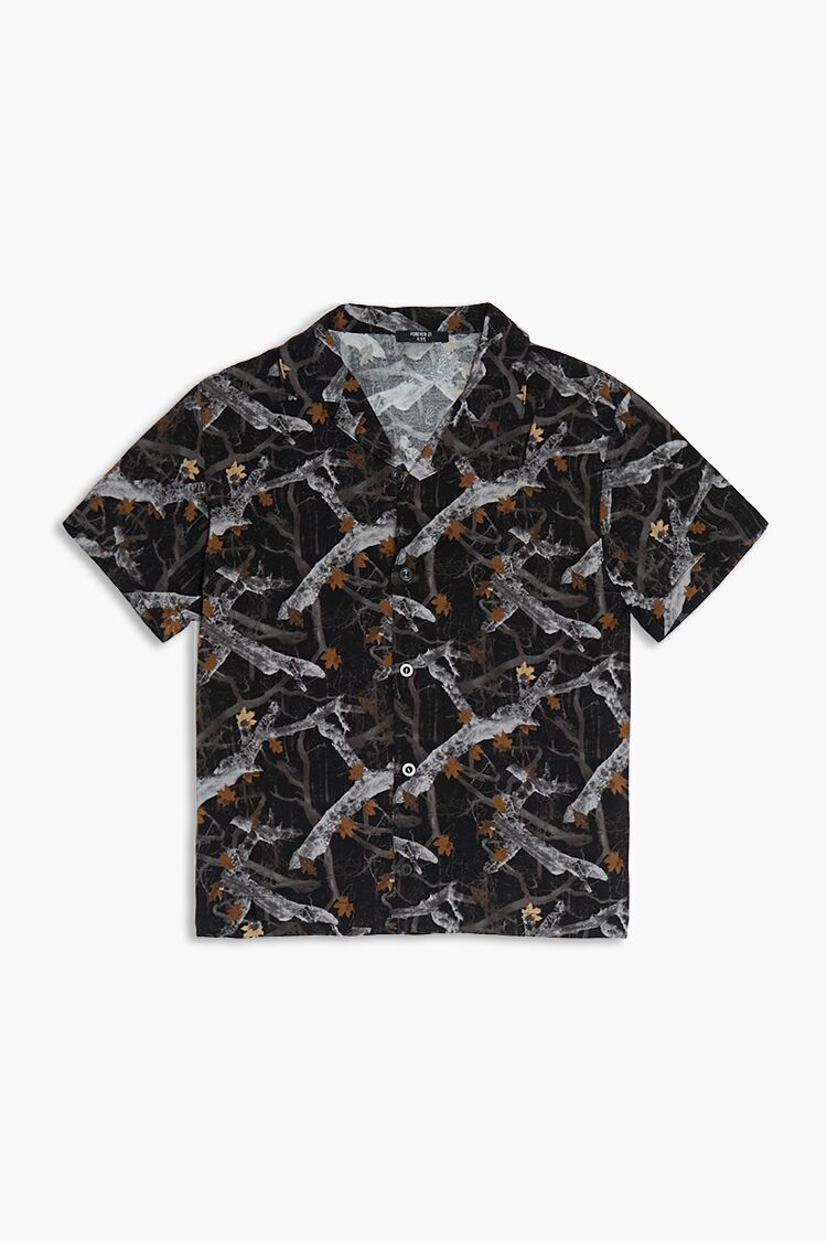Forever 21 Abstract Print Camp Collar Shirt