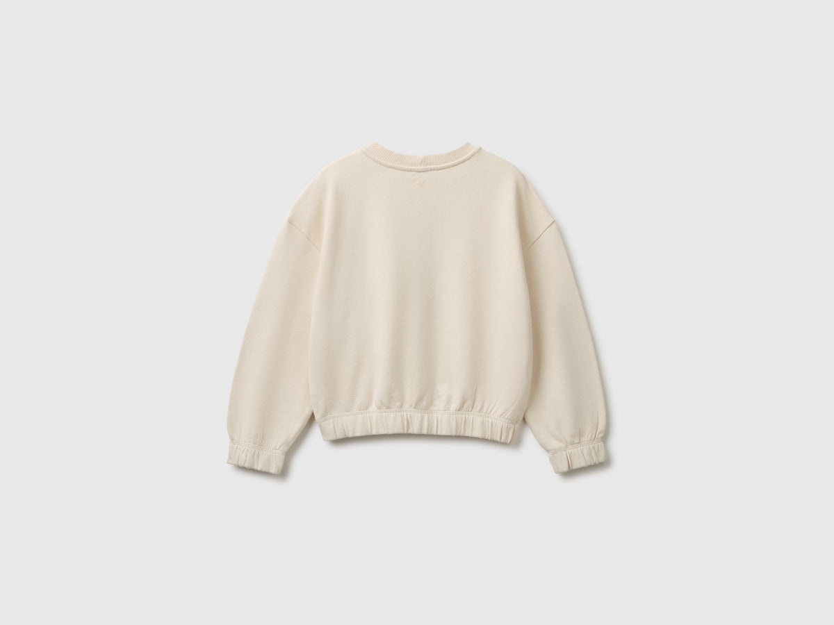 Benetton 100% cotton sweatshirt with embroidery