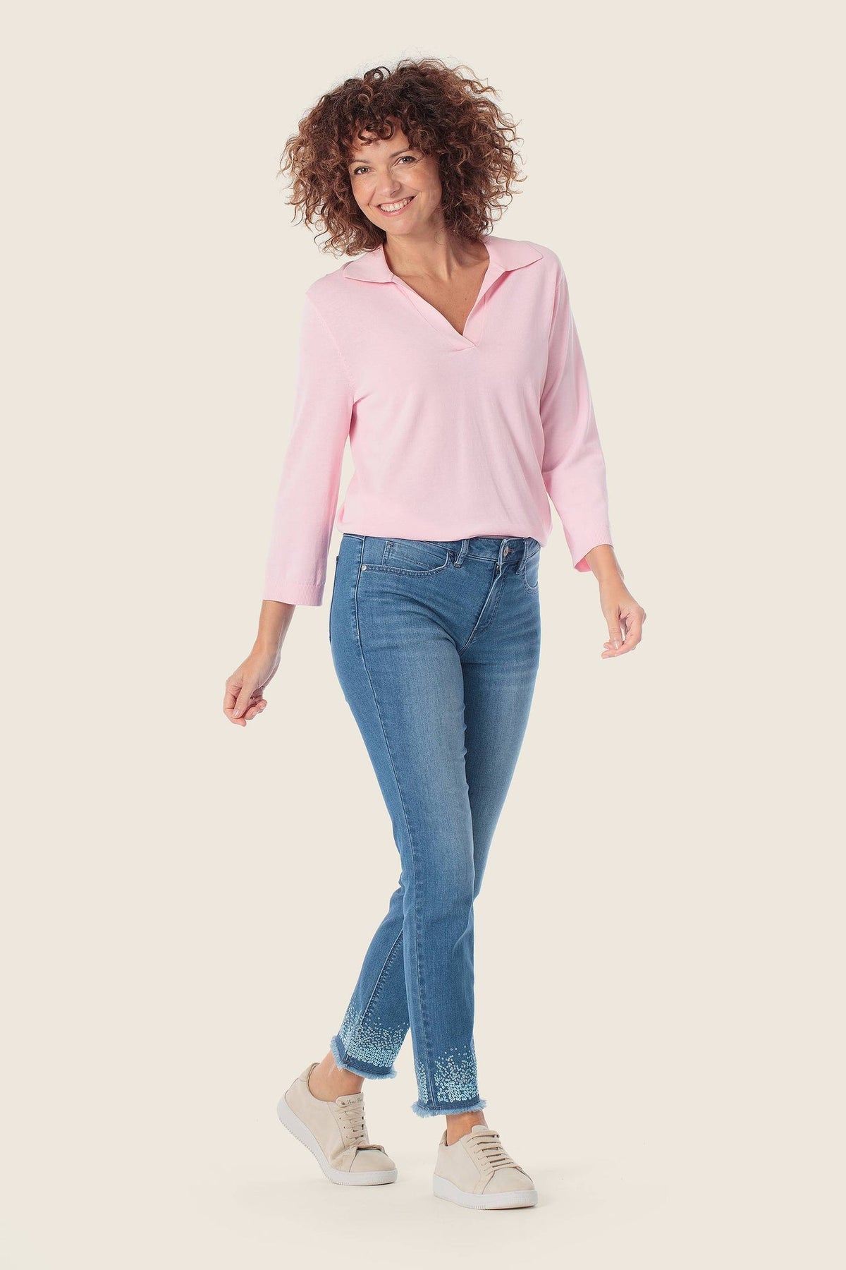 Gerry Weber Sweatshirt with V-neck and polo collar