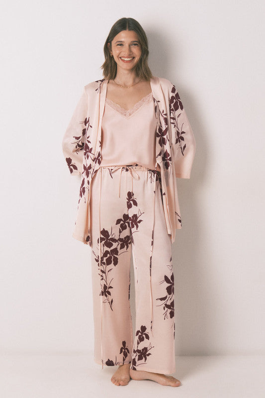 Women Secret 3-piece pink satin floral set