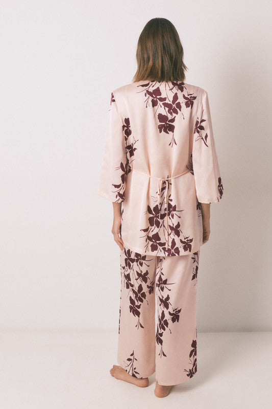 Women Secret 3-piece pink satin floral set
