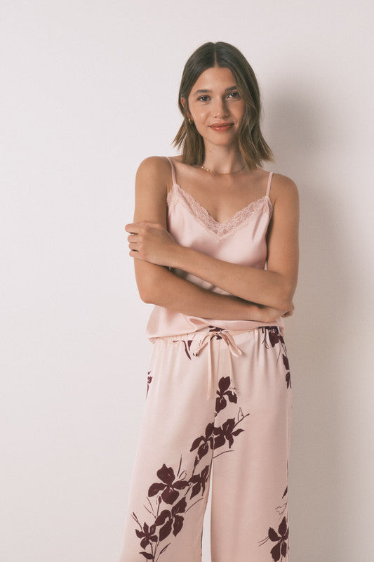 Women Secret 3-piece pink satin floral set