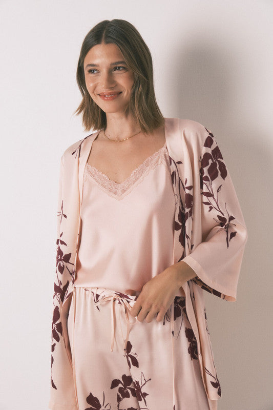 Women Secret 3-piece pink satin floral set