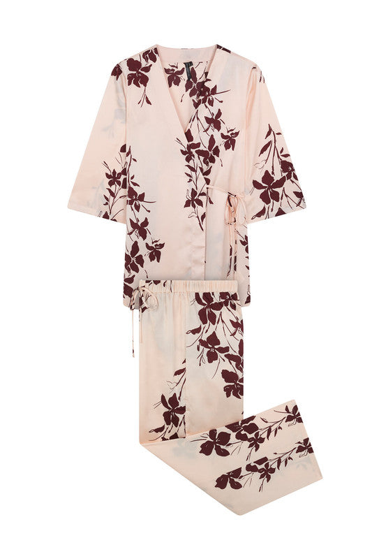 Women Secret 3-piece pink satin floral set