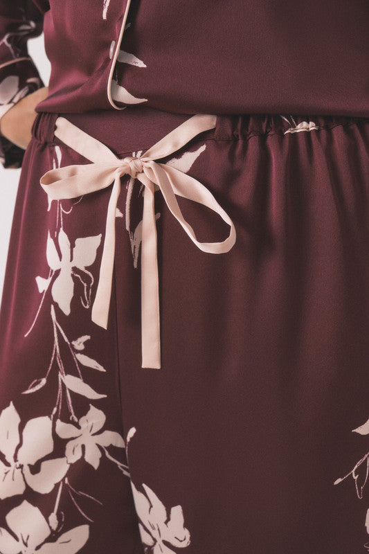 Women Secret Long maroon floral classic pyjamas