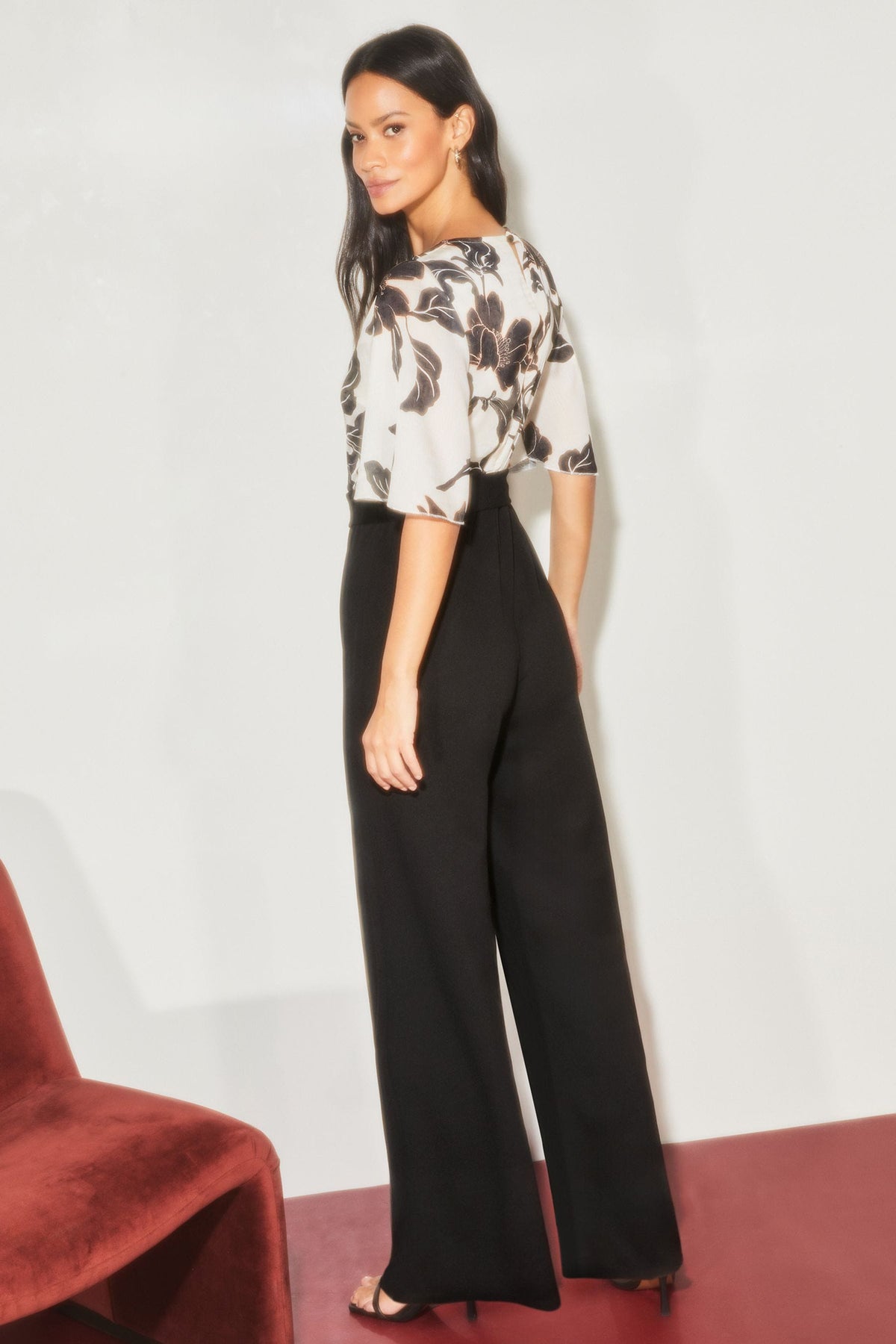 Lipsy London Printed Angel-Sleeve Two-in-One Jumpsuit