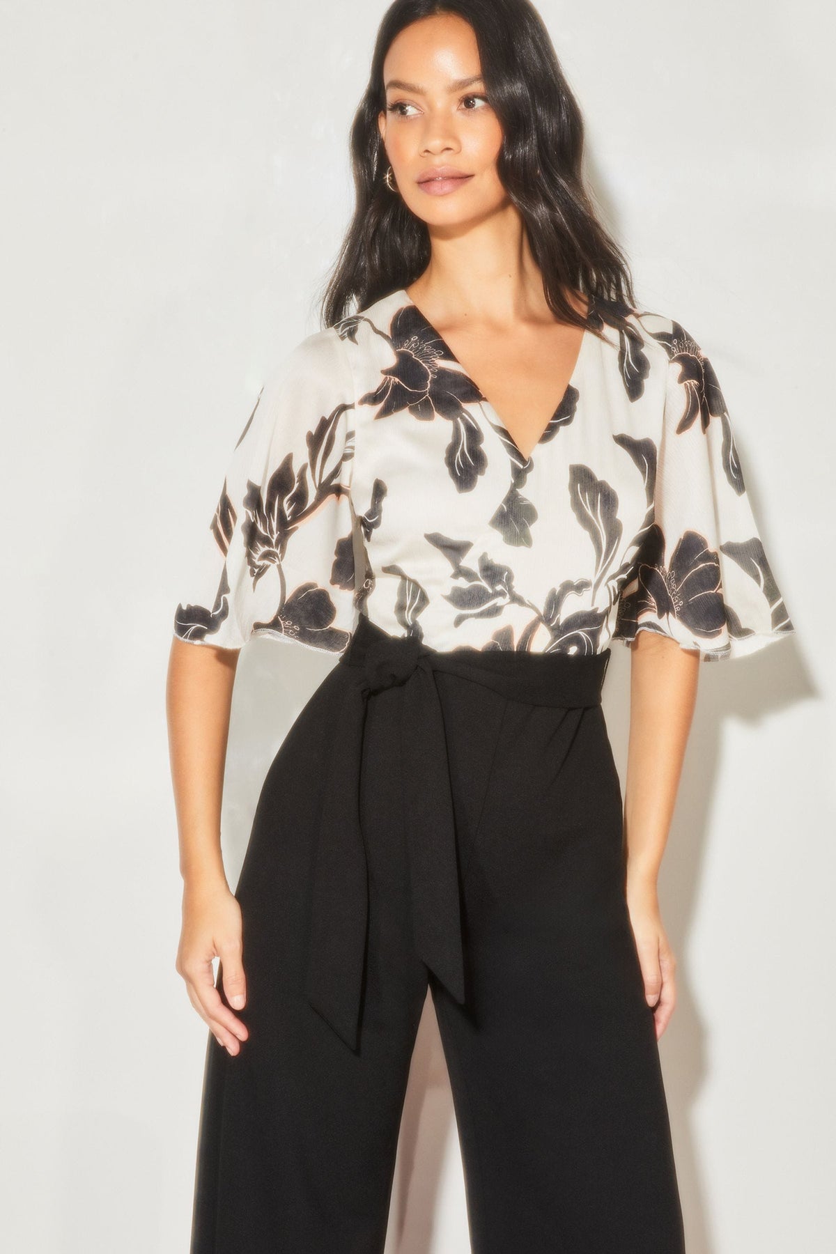 Lipsy London Printed Angel-Sleeve Two-in-One Jumpsuit