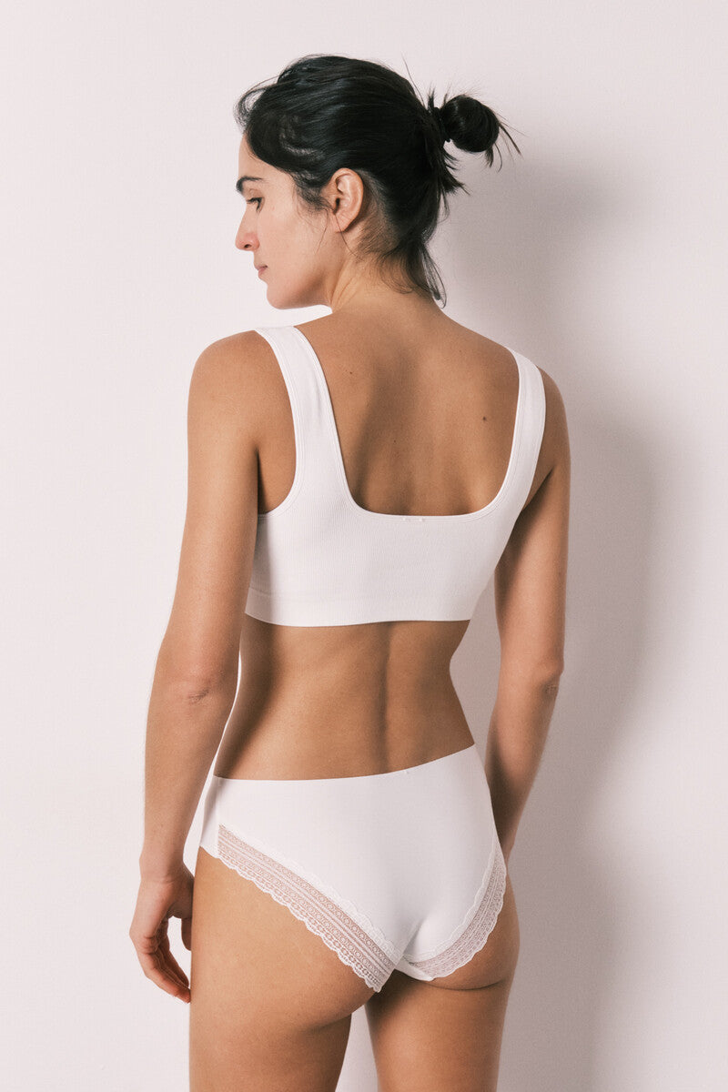Women Secret Classic clean cut white lace briefs