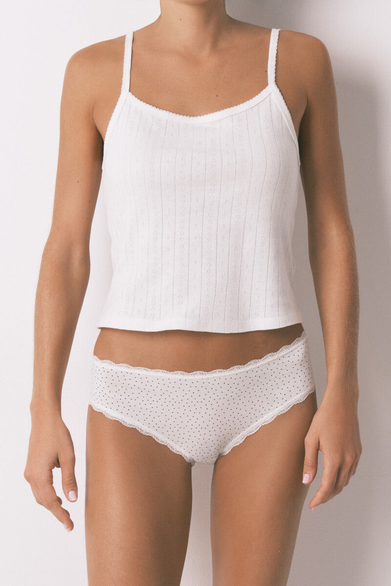 Women Secret cotton and plumetis classic wide panty