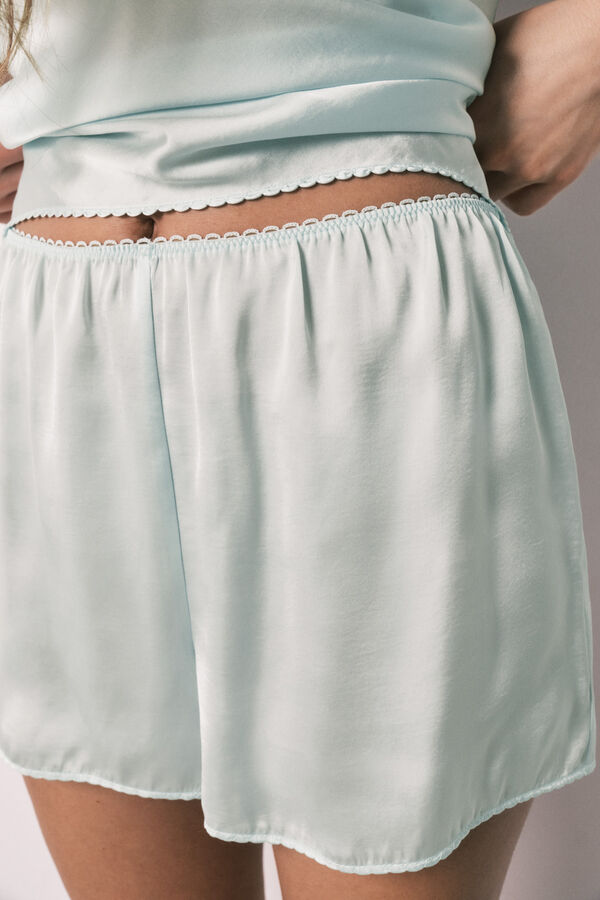 Women Secret Green satin short pajamas