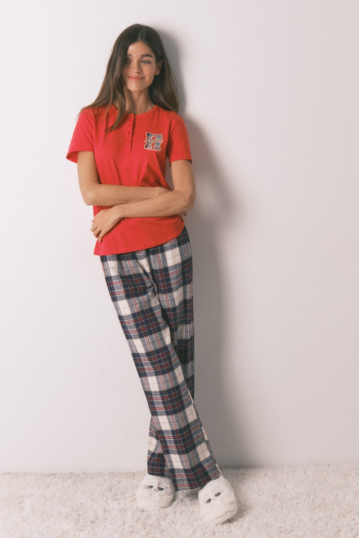 Women Secret Hogwarts Check Cotton Long Pyjamas