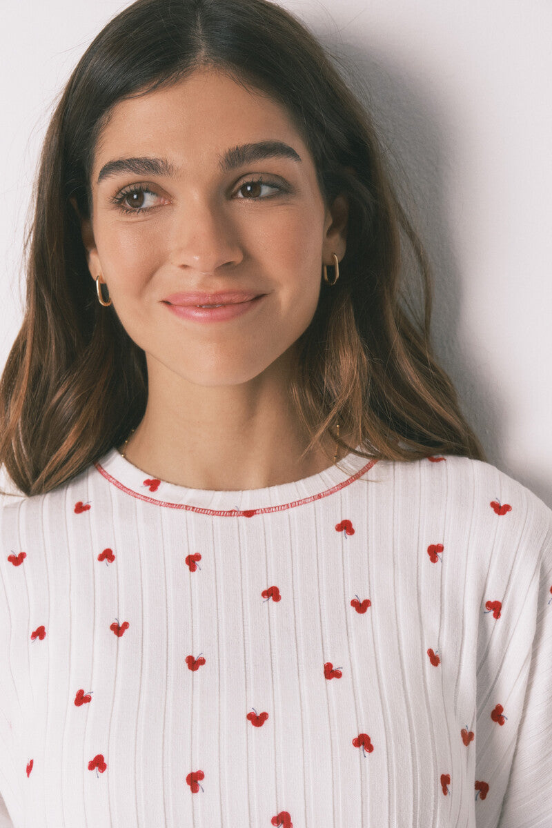 Women Secret Mickey Cherry Print Long Pyjamas