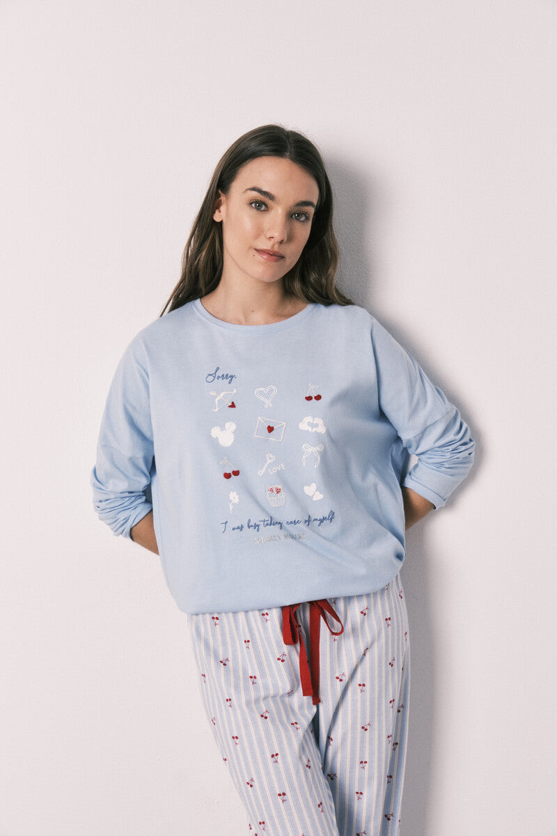 Women Secret Mickey Cherry long cotton pajamas