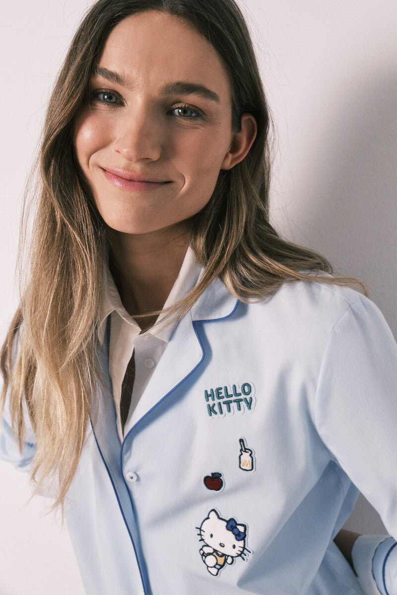 Women Secret Hello Kitty blue cotton shirt pajamas