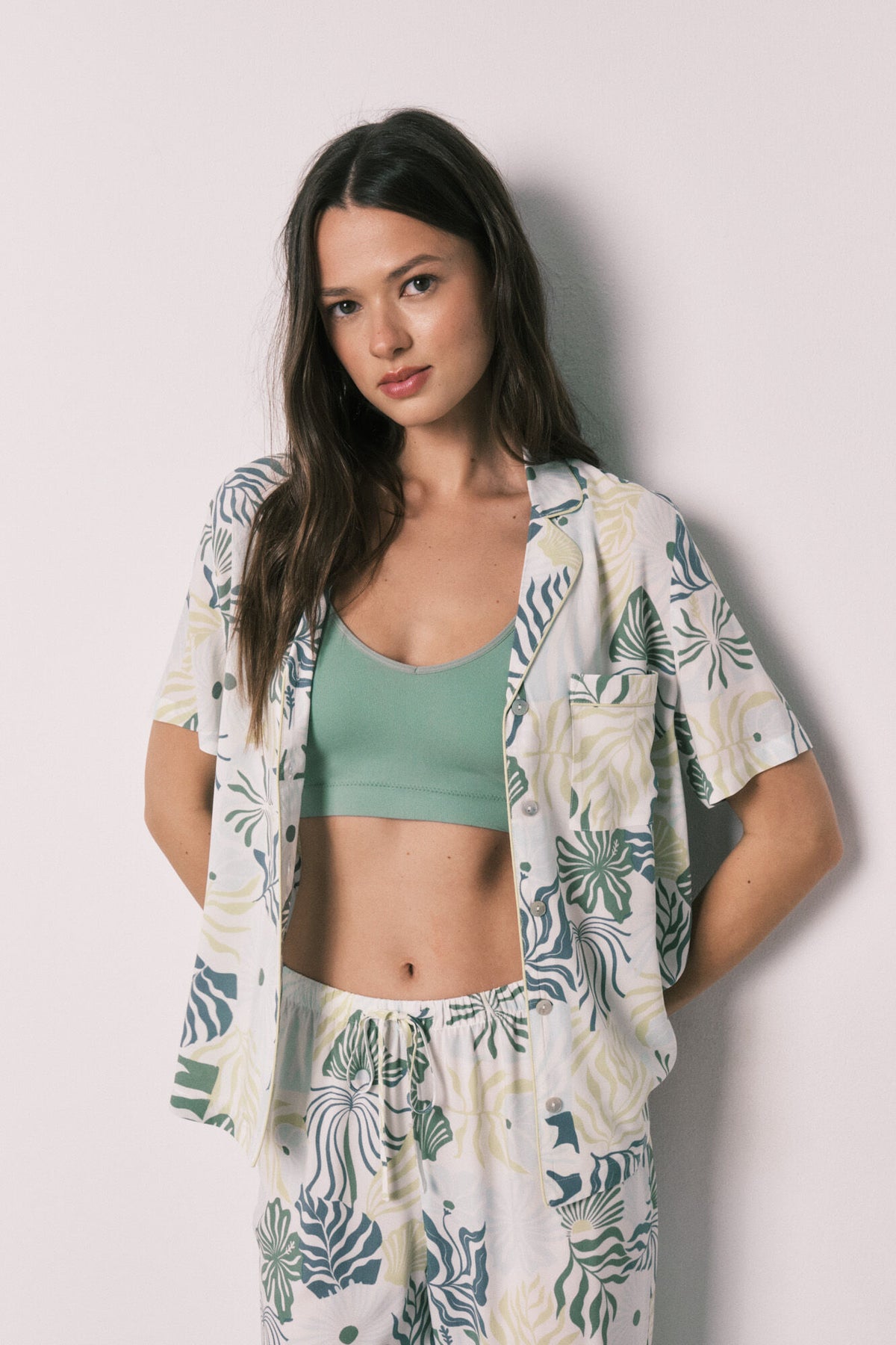 Women Secret Tropical Print Classic Long Pyjamas