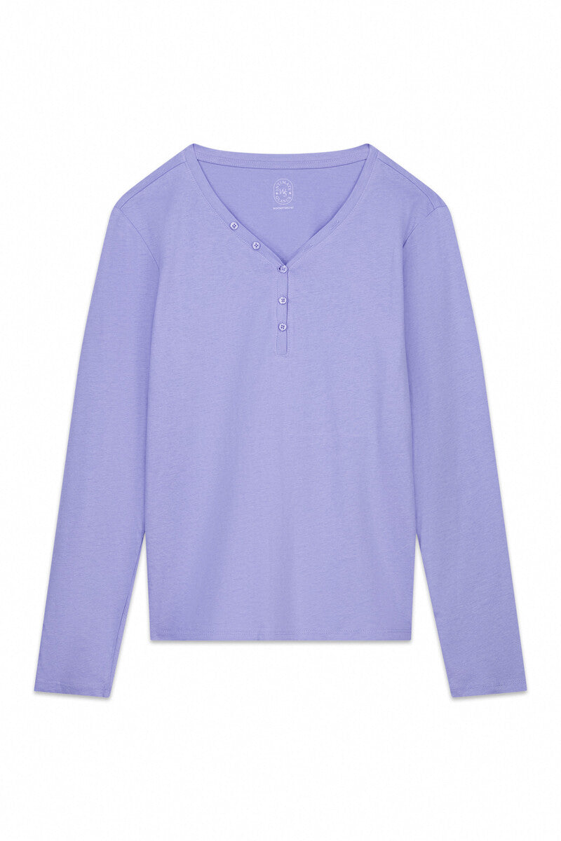 Women Secret lilac brushed cotton long-sleeved t-shirt