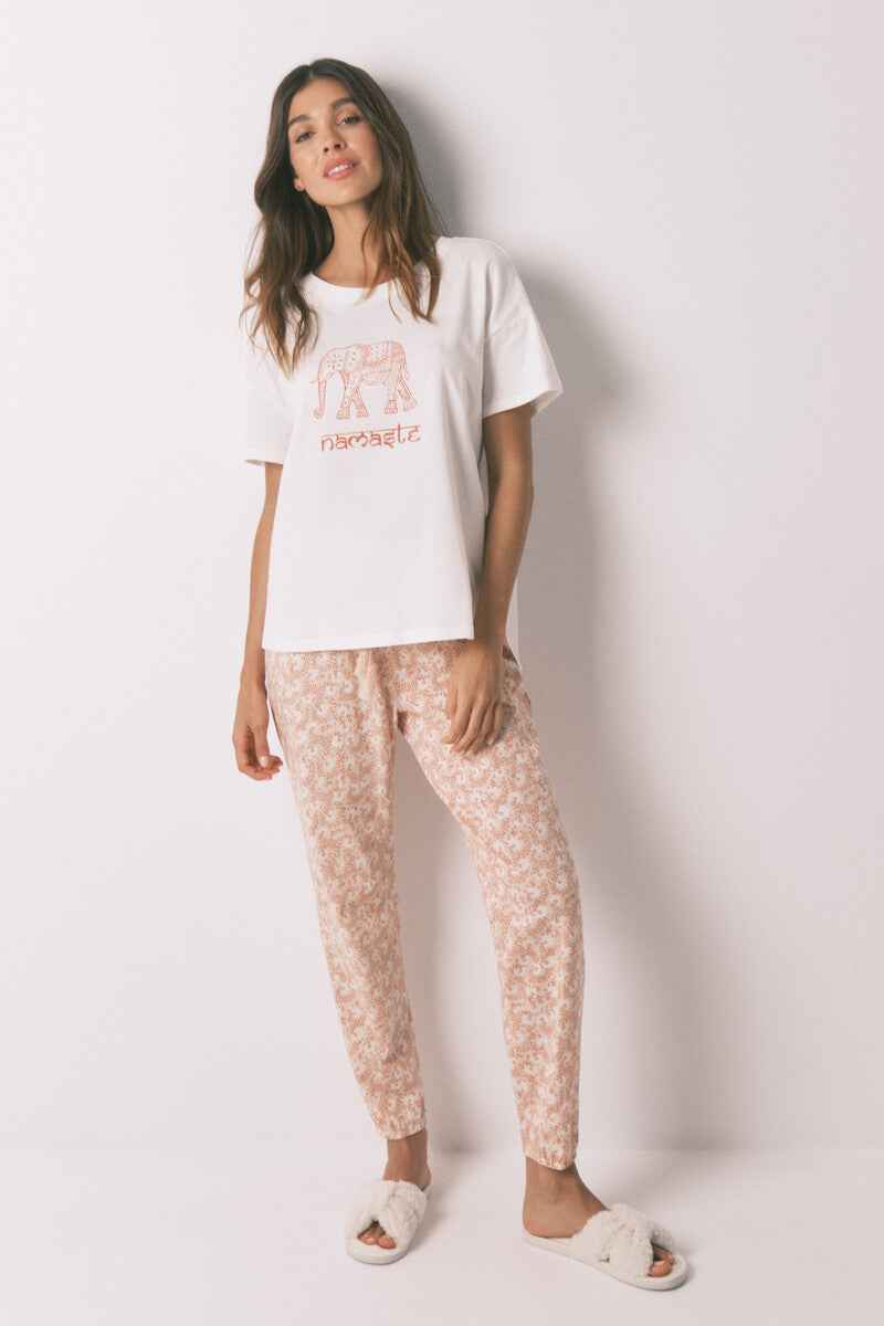 Women Secret 100% cotton "Namaste" white t-shirt