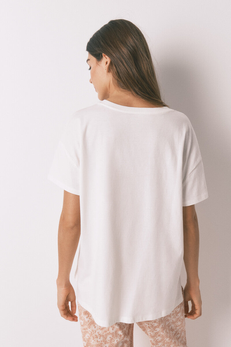 Women Secret 100% cotton "Namaste" white t-shirt