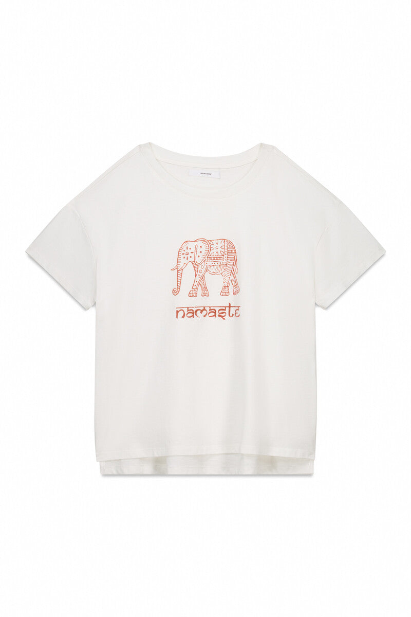 Women Secret 100% cotton "Namaste" white t-shirt