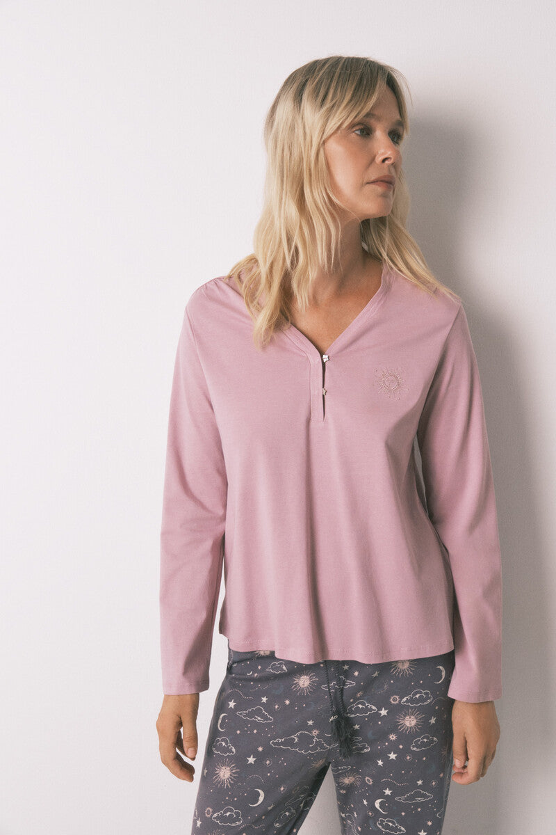 Women Secret Pink 100% cotton long-sleeved t-shirt