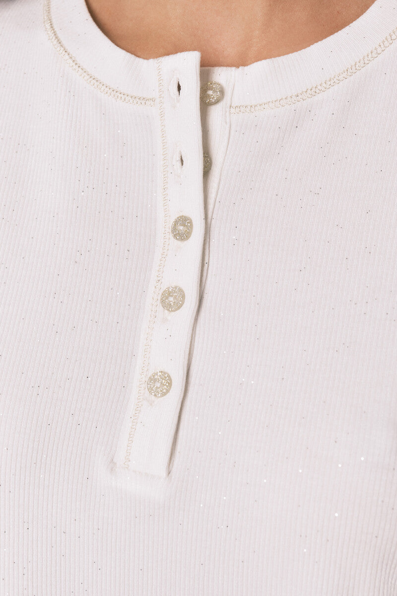 Women Secret white glossy viscose long-sleeved t-shirt