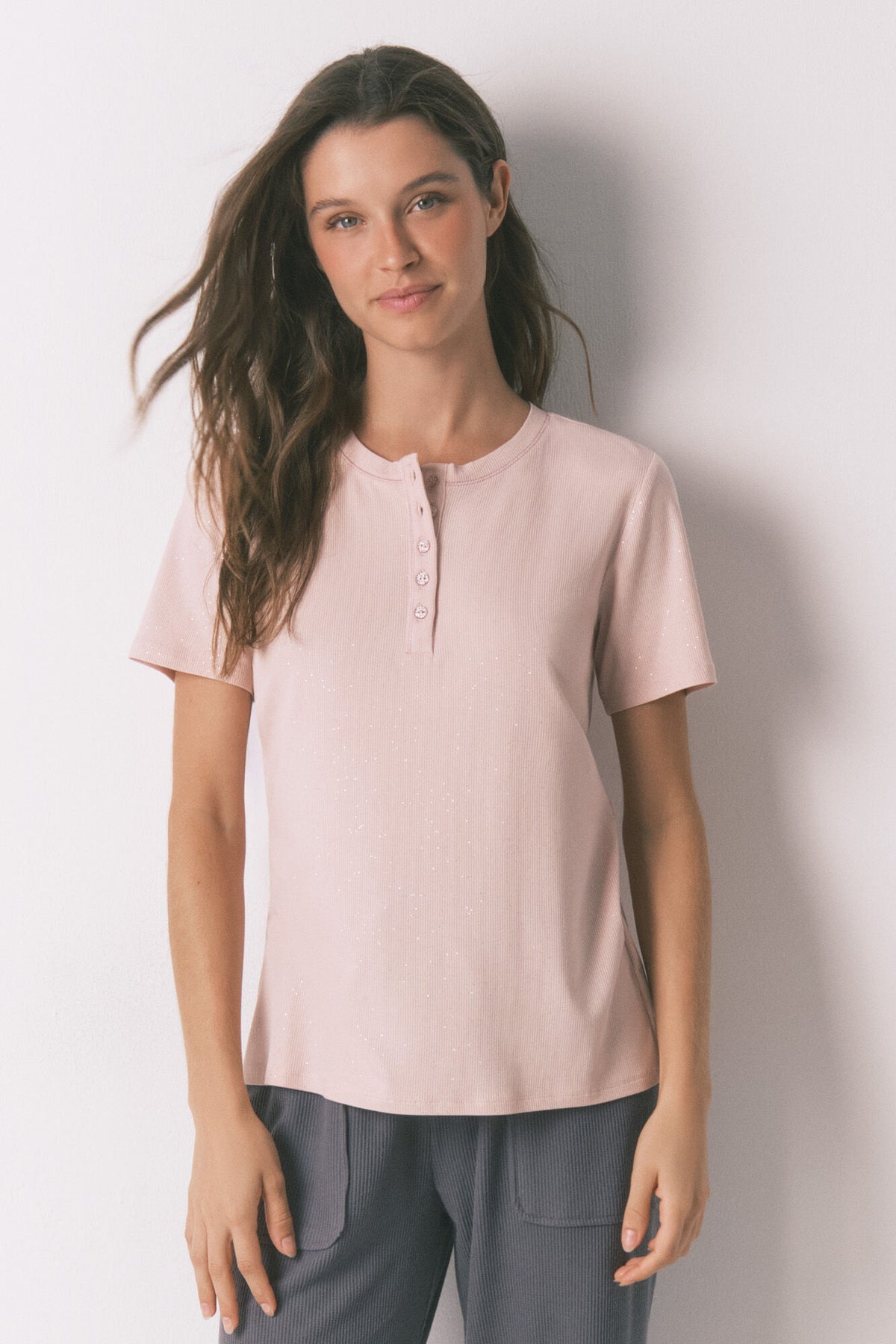Women Secret Glitter Viscose T-Shirt