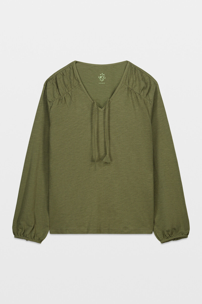 Women Secret long-sleeved cotton t-shirt with gathers