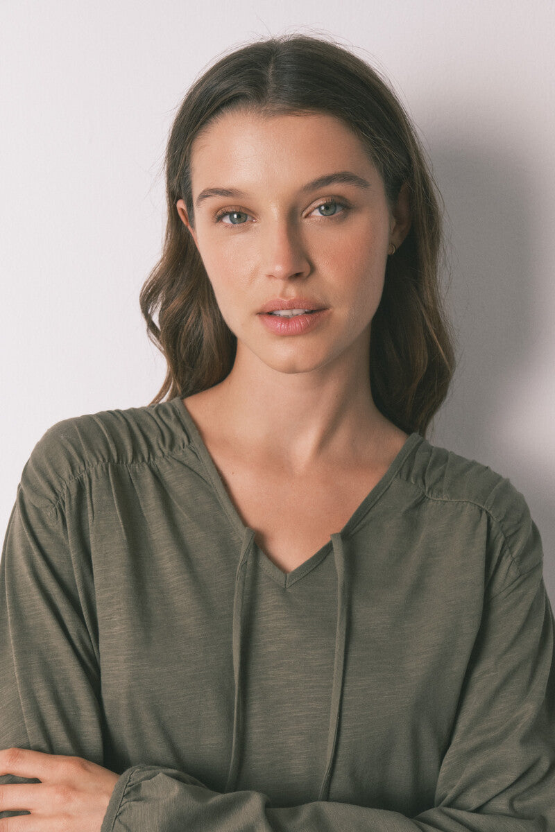 Women Secret long-sleeved cotton t-shirt with gathers