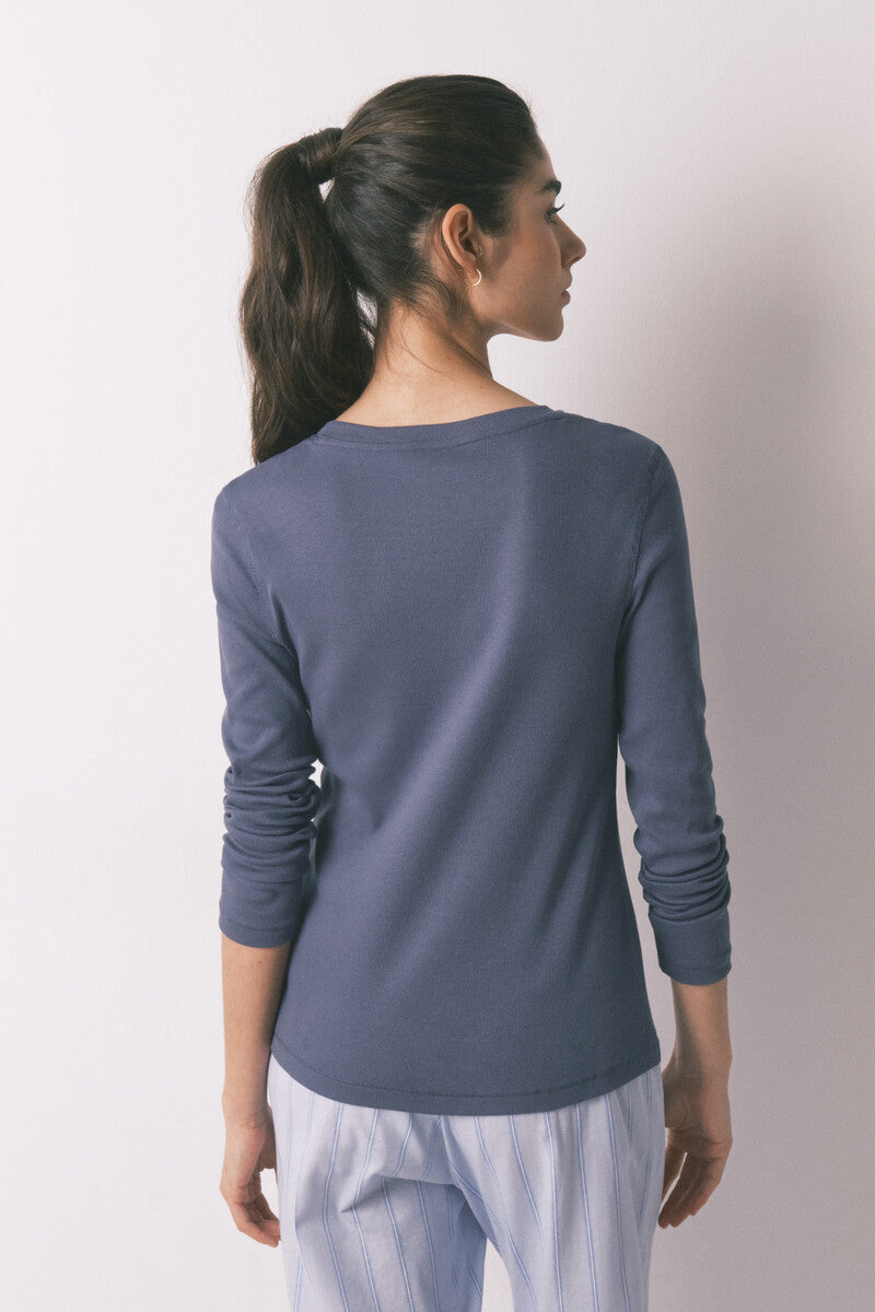 Women Secret ribbed cotton long-sleeved t-shirt