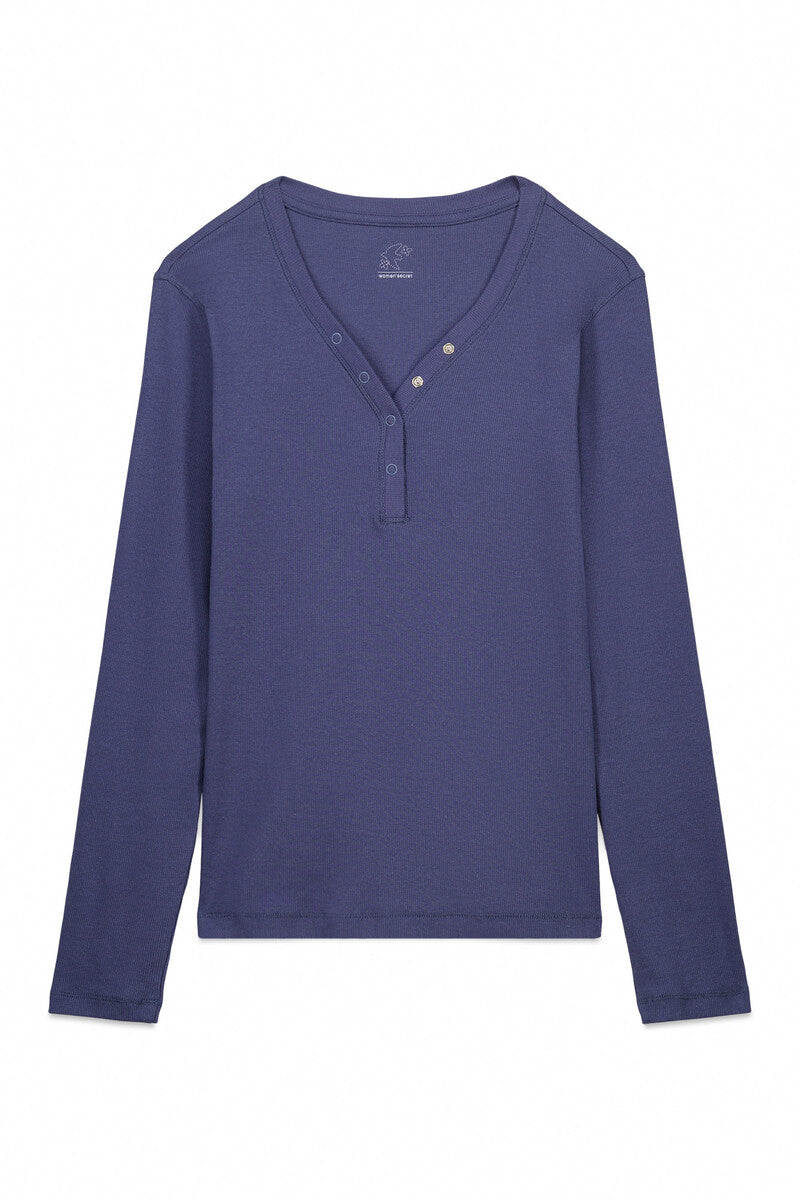 Women Secret ribbed cotton long-sleeved t-shirt