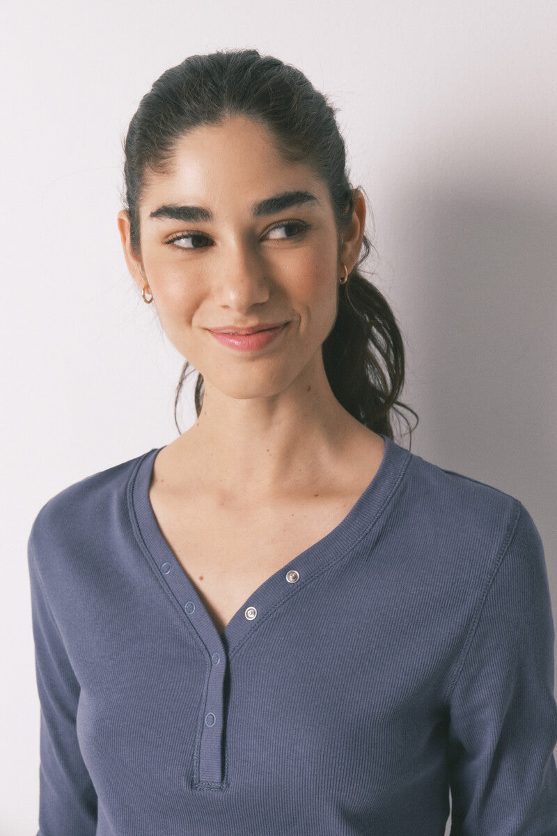 Women Secret ribbed cotton long-sleeved t-shirt