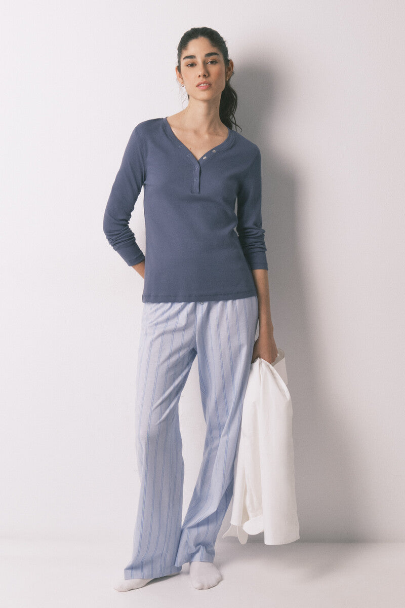 Women Secret ribbed cotton long-sleeved t-shirt
