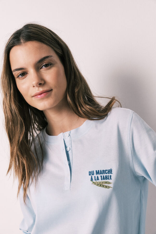 Women Secret Long-sleeved t-shirt, 100% cotton, blue