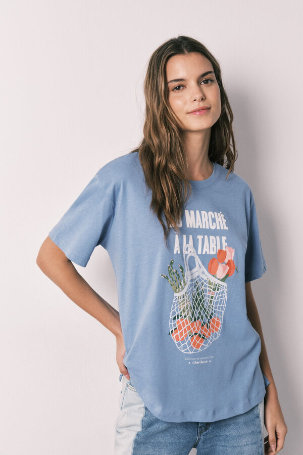 Women Secret Short-sleeved T-shirt, 100% cotton, blue