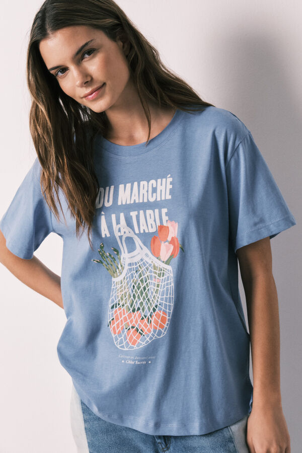 Women Secret Short-sleeved T-shirt, 100% cotton, blue
