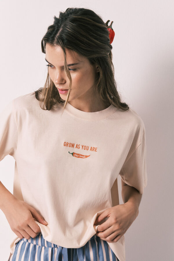 Women Secret Short-sleeved T-shirt, 100% cotton, orange