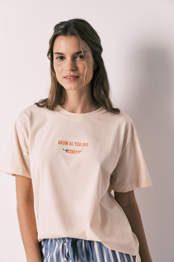 Women Secret Short-sleeved T-shirt, 100% cotton, orange