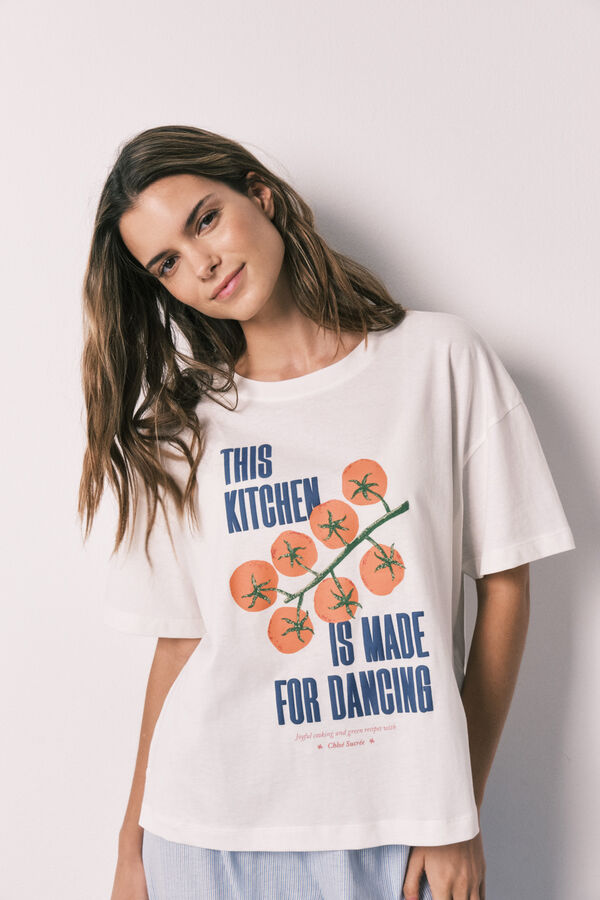 Women Secret White short-sleeved t-shirt, 100% cotton